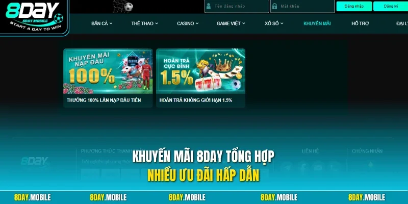 Khuyến mãi 8Day tổng hợp nhiều ưu đãi hấp dẫn